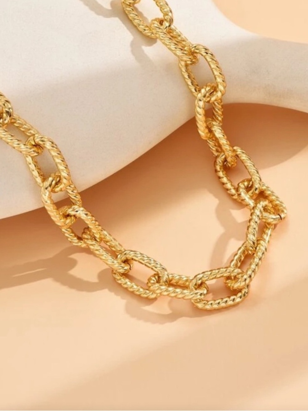 Modern Gold Rope Link Necklace - Picture 3 of 4